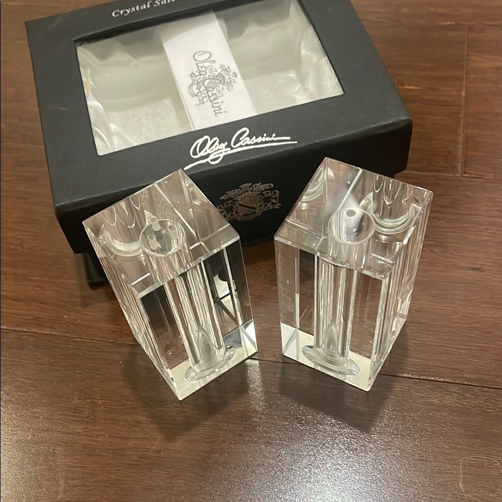 Oleg Cassini Crystal Salt and Pepper Shakers